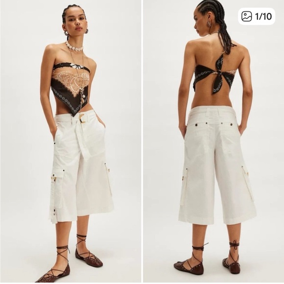 Free People Tidal Wave Cropped Pants, 4, Ivory, NWOT - Picture 2 of 5